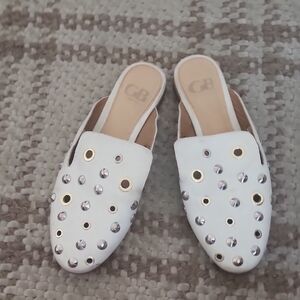 Gianni Bini White Studded Mules Size 8